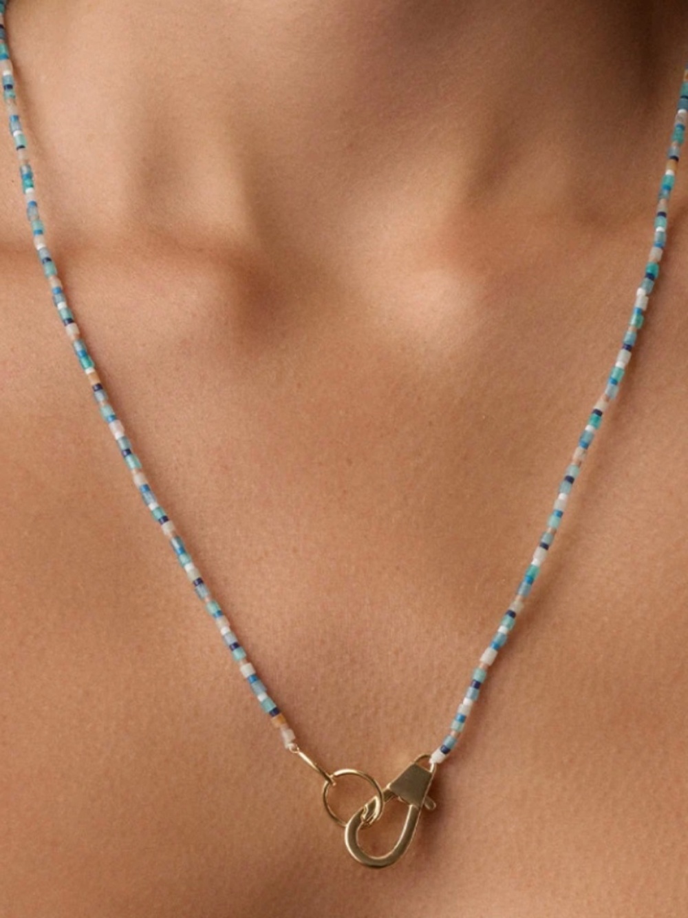 gorjana Harbor Necklace - 23” beaded Amazonite and 18k gold plated NWOT